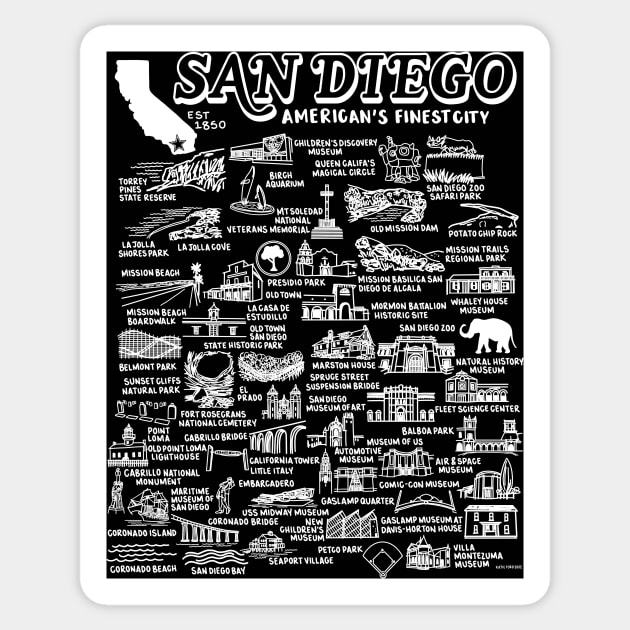 San Diego Map Sticker by fiberandgloss